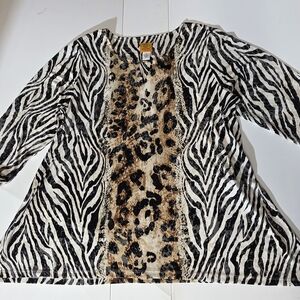 Ruby Rd  Cheetah Top Plus  Size 1X